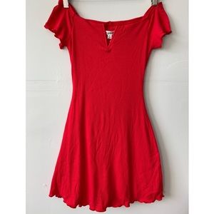 Laura’s Boutique off the shoulder red mini dress